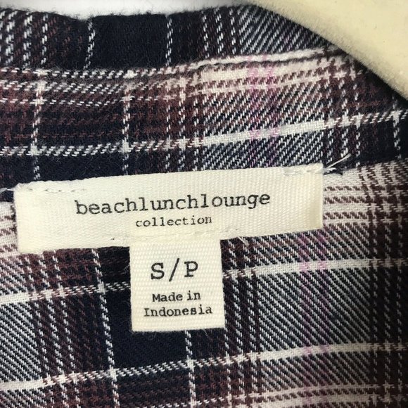 Beach Lunch Lounge Sable Plaid Flannel Shirt Button Back Women's Size Small - Picture 3 of 6